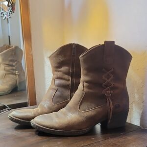 Born Taupe Distressed Suede Ankle Boots